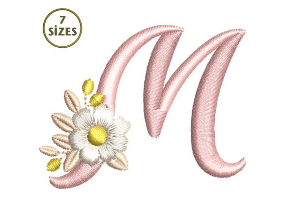 Floral M Monogram Embroidery
