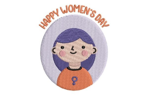 Happy Women’s Day Smiling Girl Embroidery Design