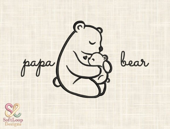 Papa Bear Embroidery Design